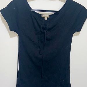 Black strappy tie front